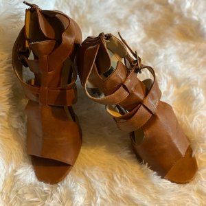 Brown Platform Sandals Size 10